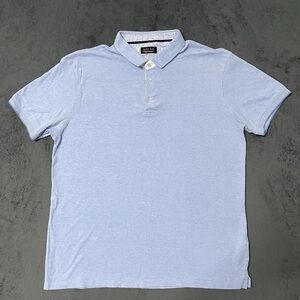 Zara Polo Shirt Mens XXL Blue Oxford Classic Short Sleeve Classic Preppy Golf